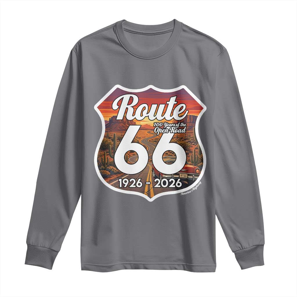 Route Highway 66 Centennial Long Sleeve Shirt Vintage Distressed Americas Highway