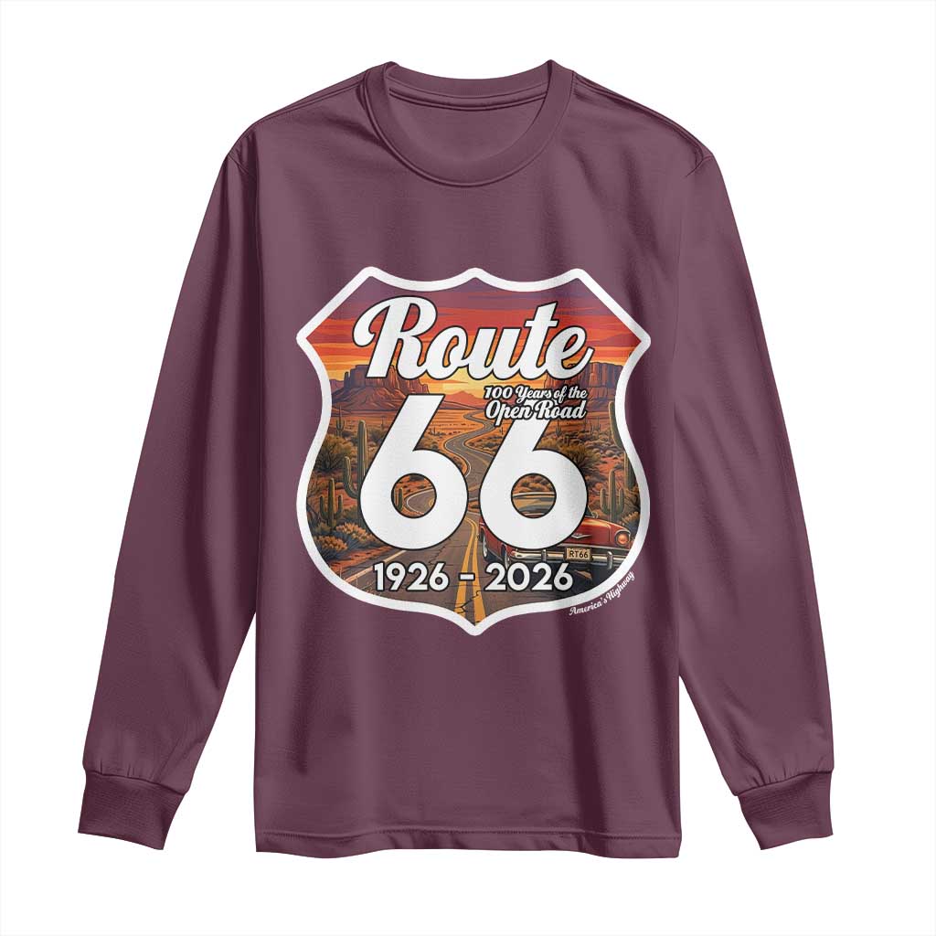 Route Highway 66 Centennial Long Sleeve Shirt Vintage Distressed Americas Highway