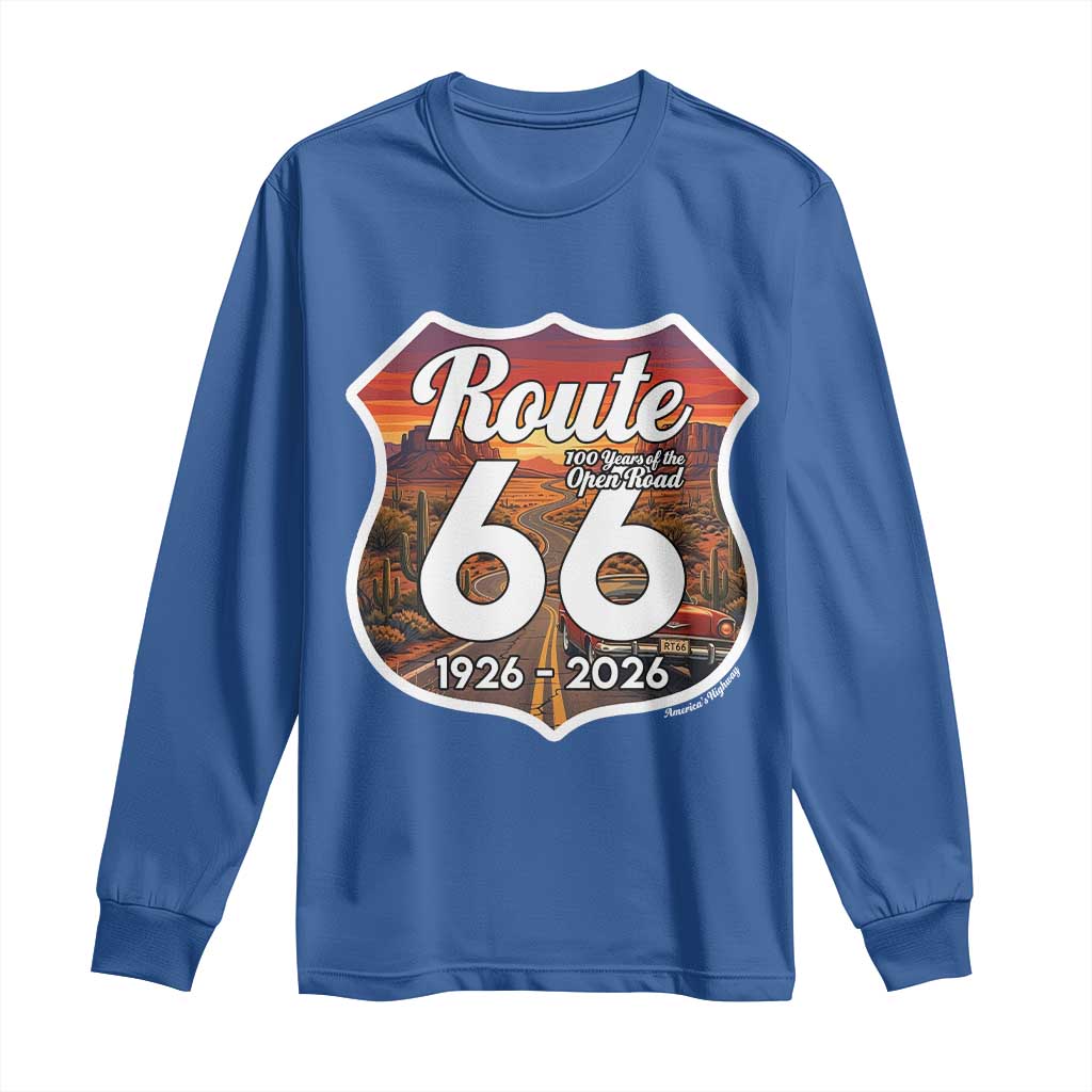 Route Highway 66 Centennial Long Sleeve Shirt Vintage Distressed Americas Highway