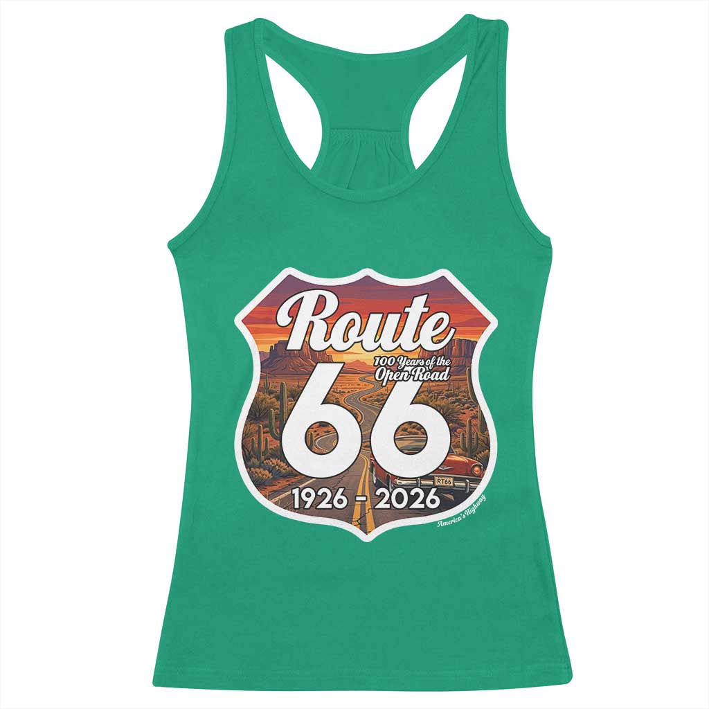 Route Highway 66 Centennial Racerback Tank Top Vintage Distressed Americas Highway