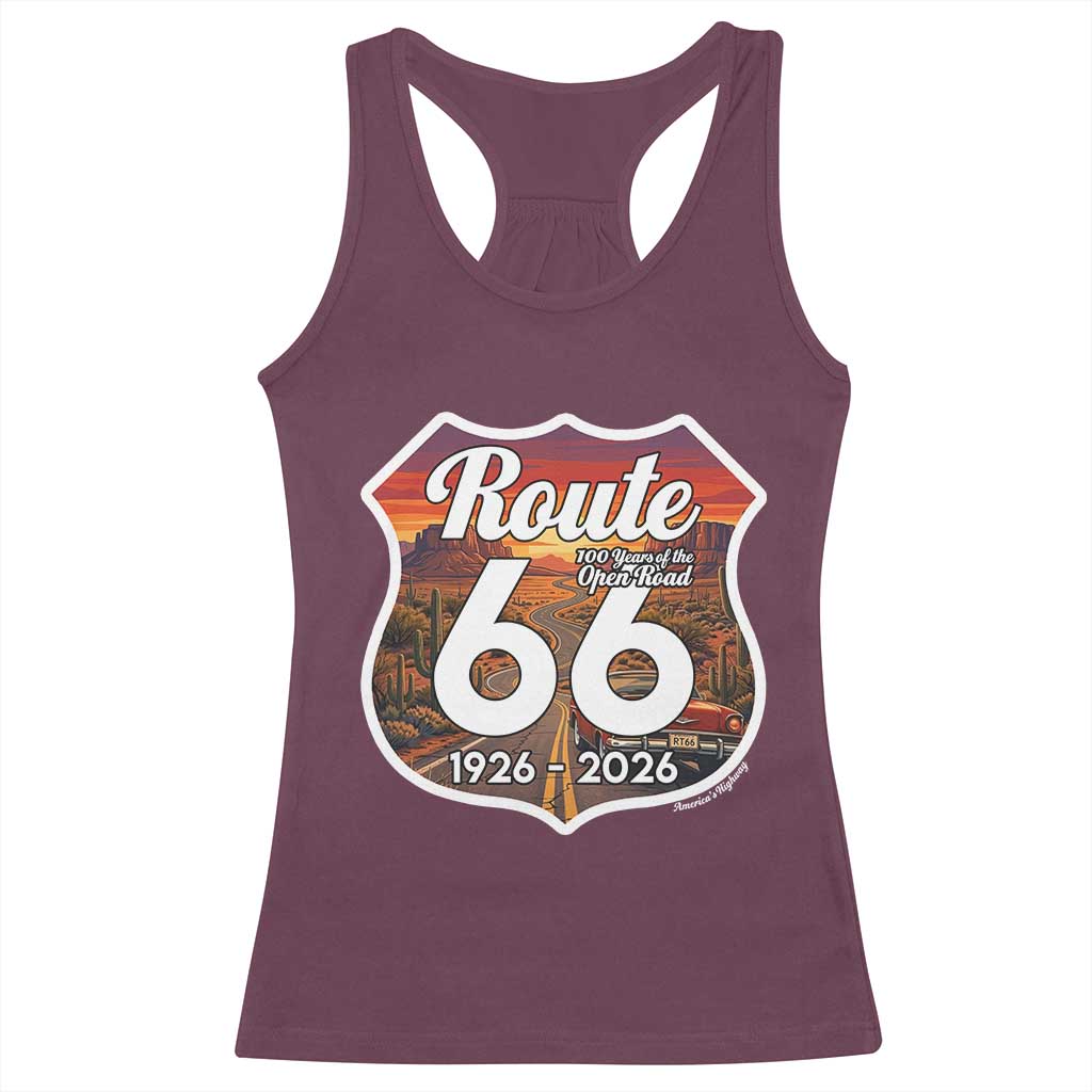 Route Highway 66 Centennial Racerback Tank Top Vintage Distressed Americas Highway