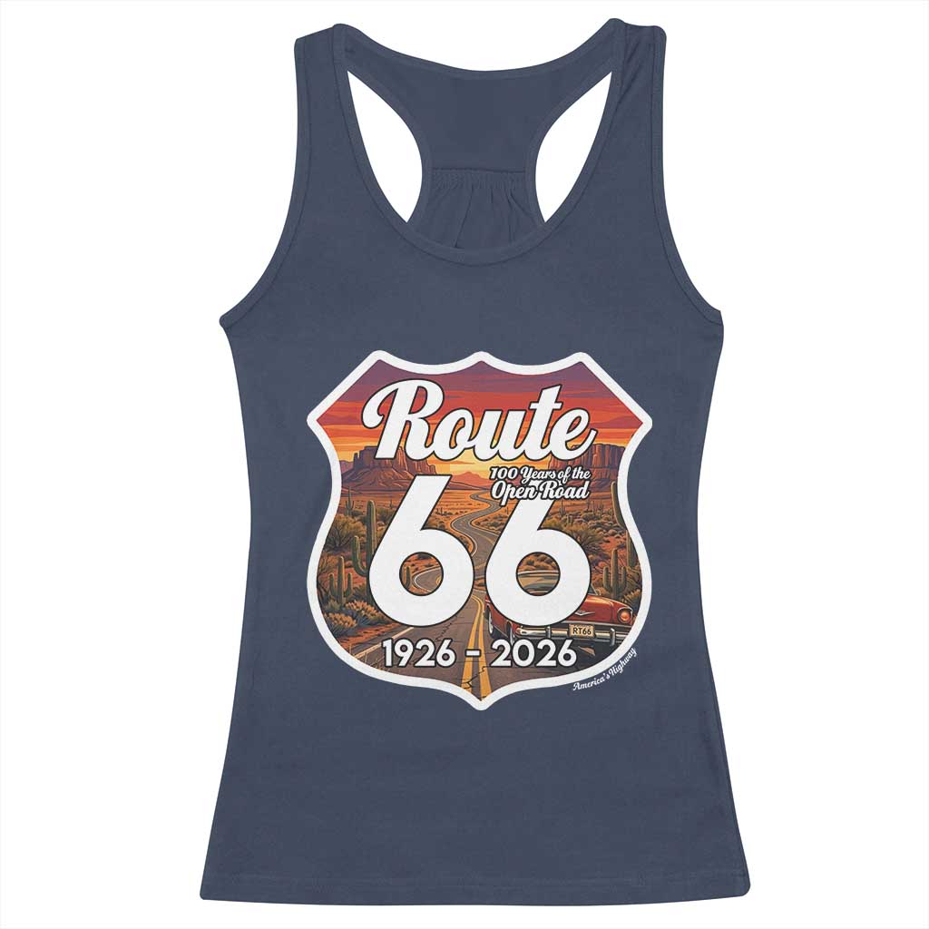 Route Highway 66 Centennial Racerback Tank Top Vintage Distressed Americas Highway