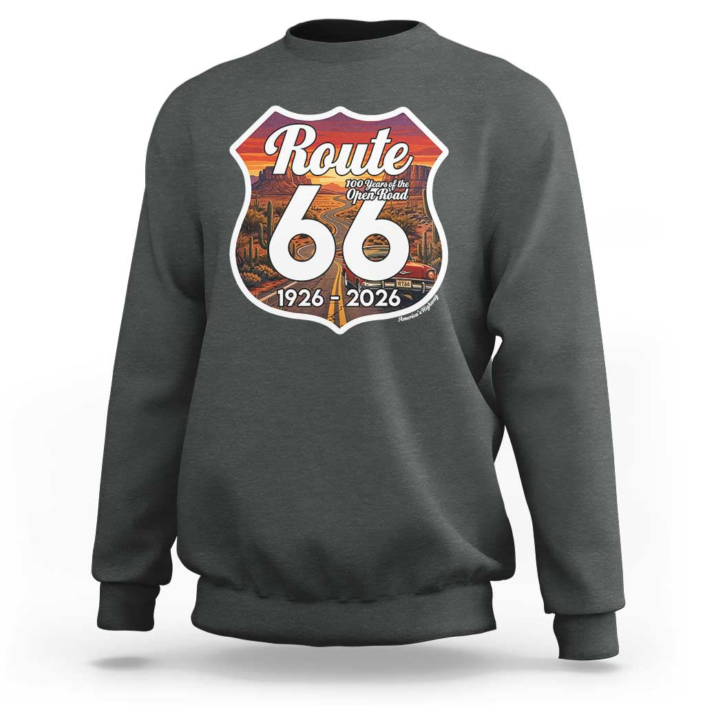 Route Highway 66 Centennial Sweatshirt Vintage Distressed Americas Highway