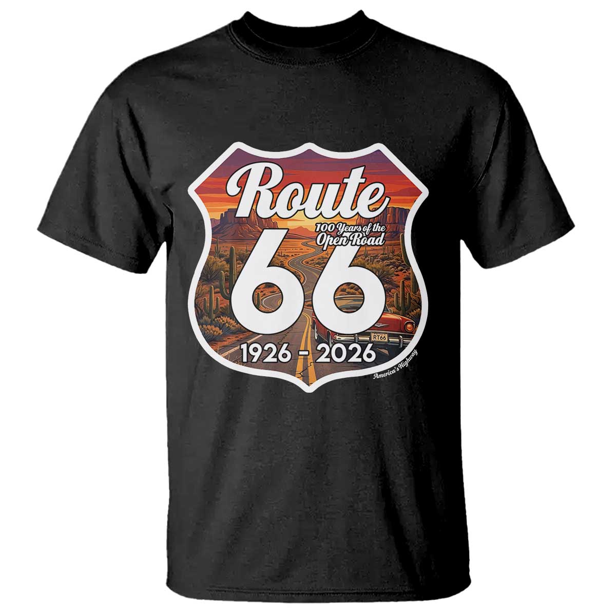 Route Highway 66 Centennial T Shirt Vintage Distressed Americas Highway