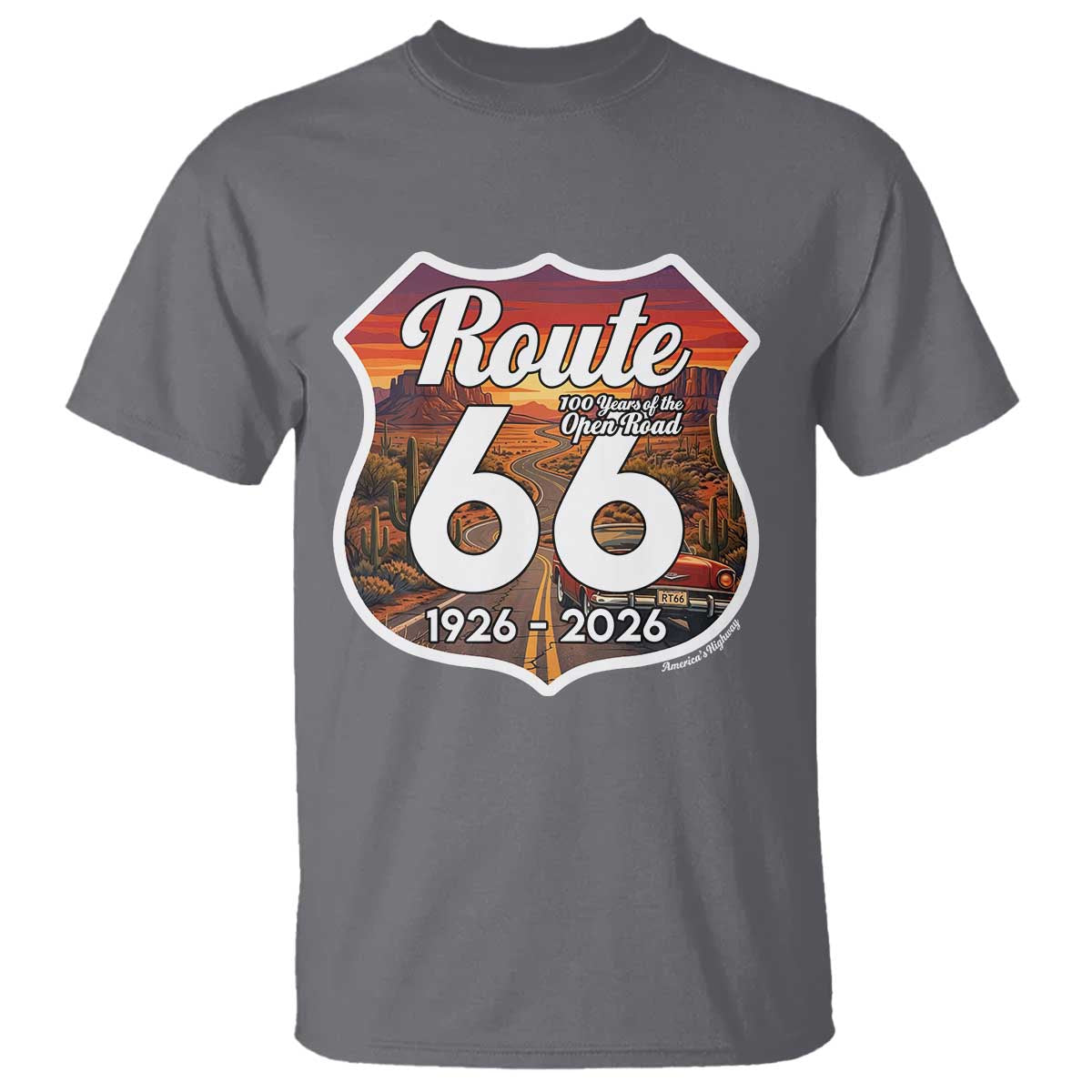 Route Highway 66 Centennial T Shirt Vintage Distressed Americas Highway