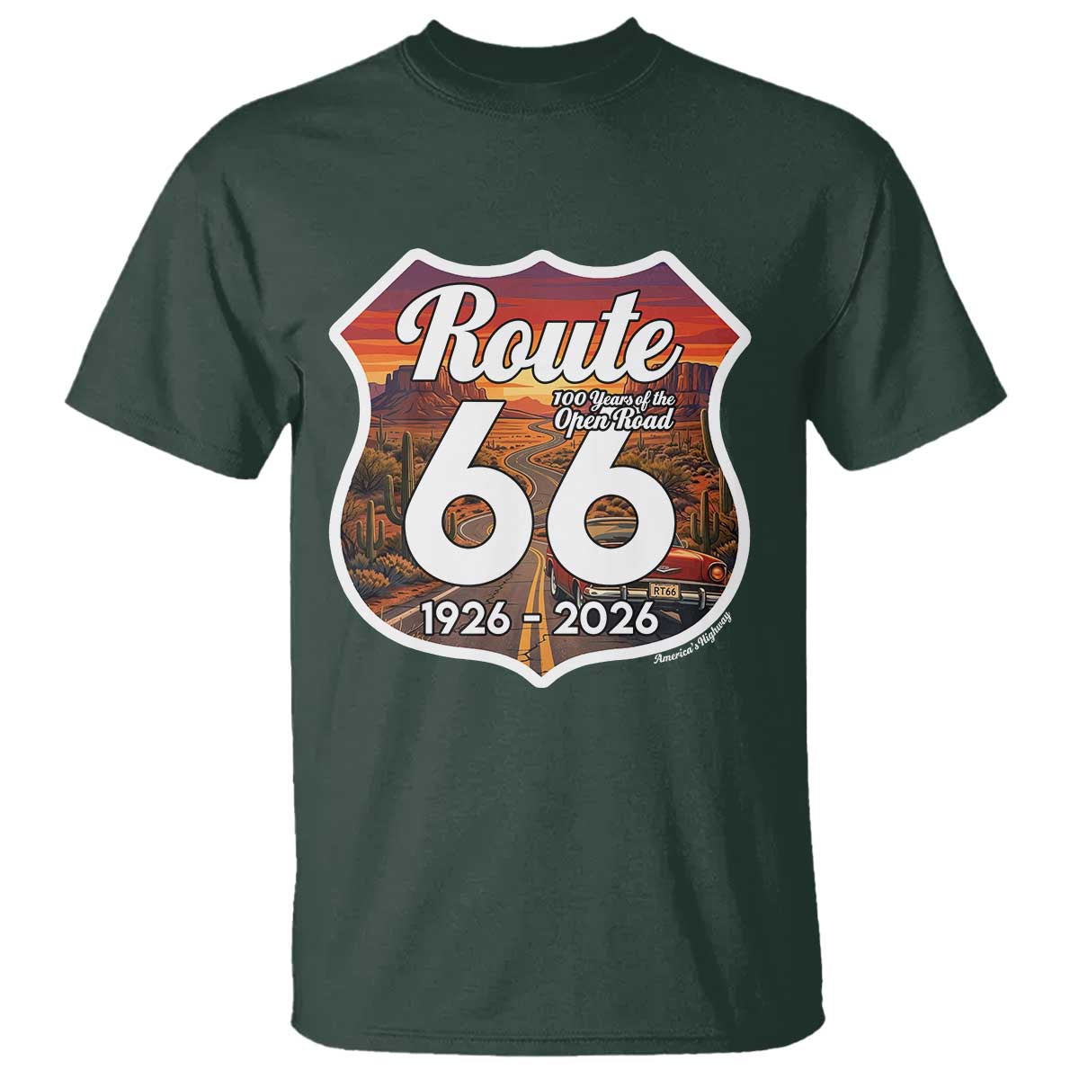 Route Highway 66 Centennial T Shirt Vintage Distressed Americas Highway