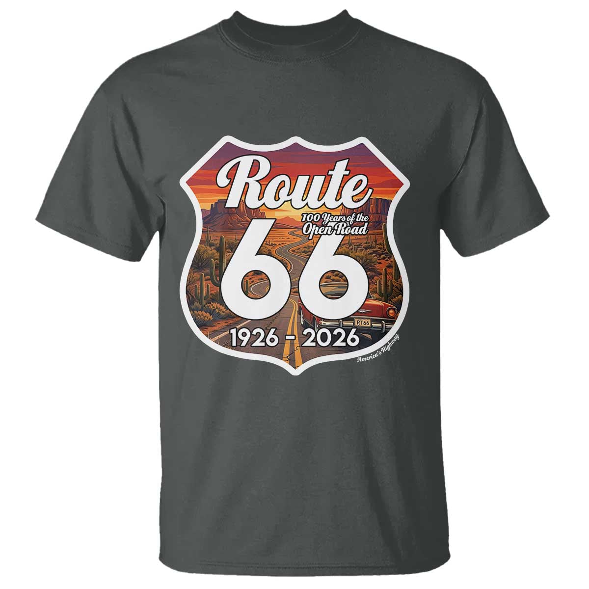 Route Highway 66 Centennial T Shirt Vintage Distressed Americas Highway