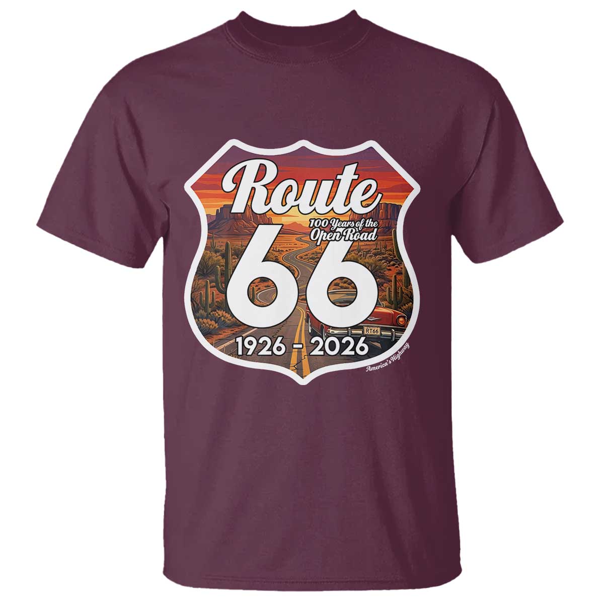 Route Highway 66 Centennial T Shirt Vintage Distressed Americas Highway