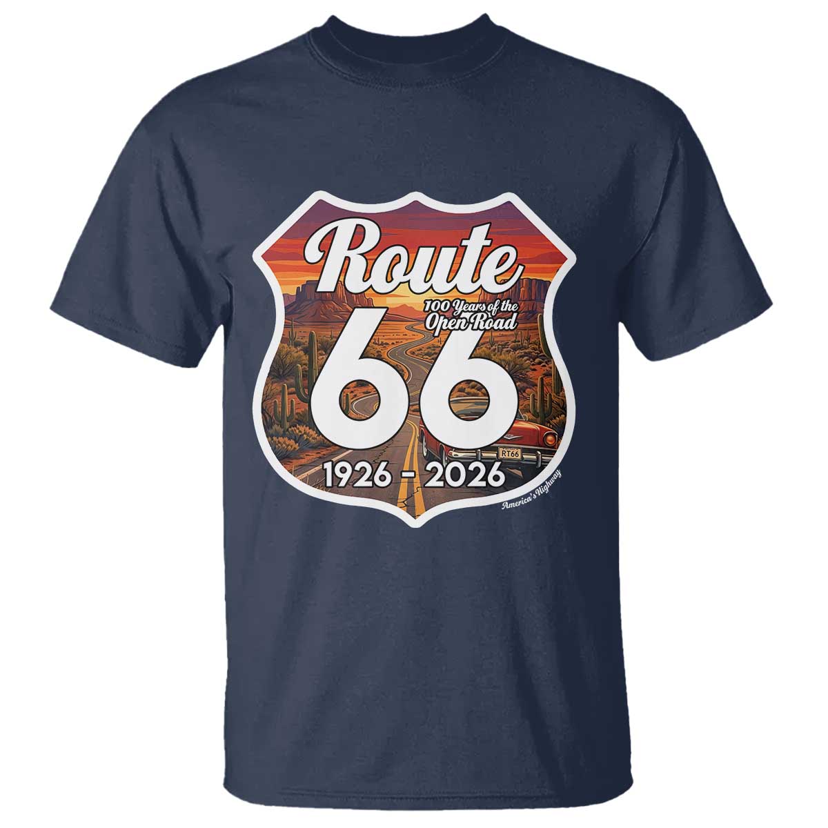 Route Highway 66 Centennial T Shirt Vintage Distressed Americas Highway