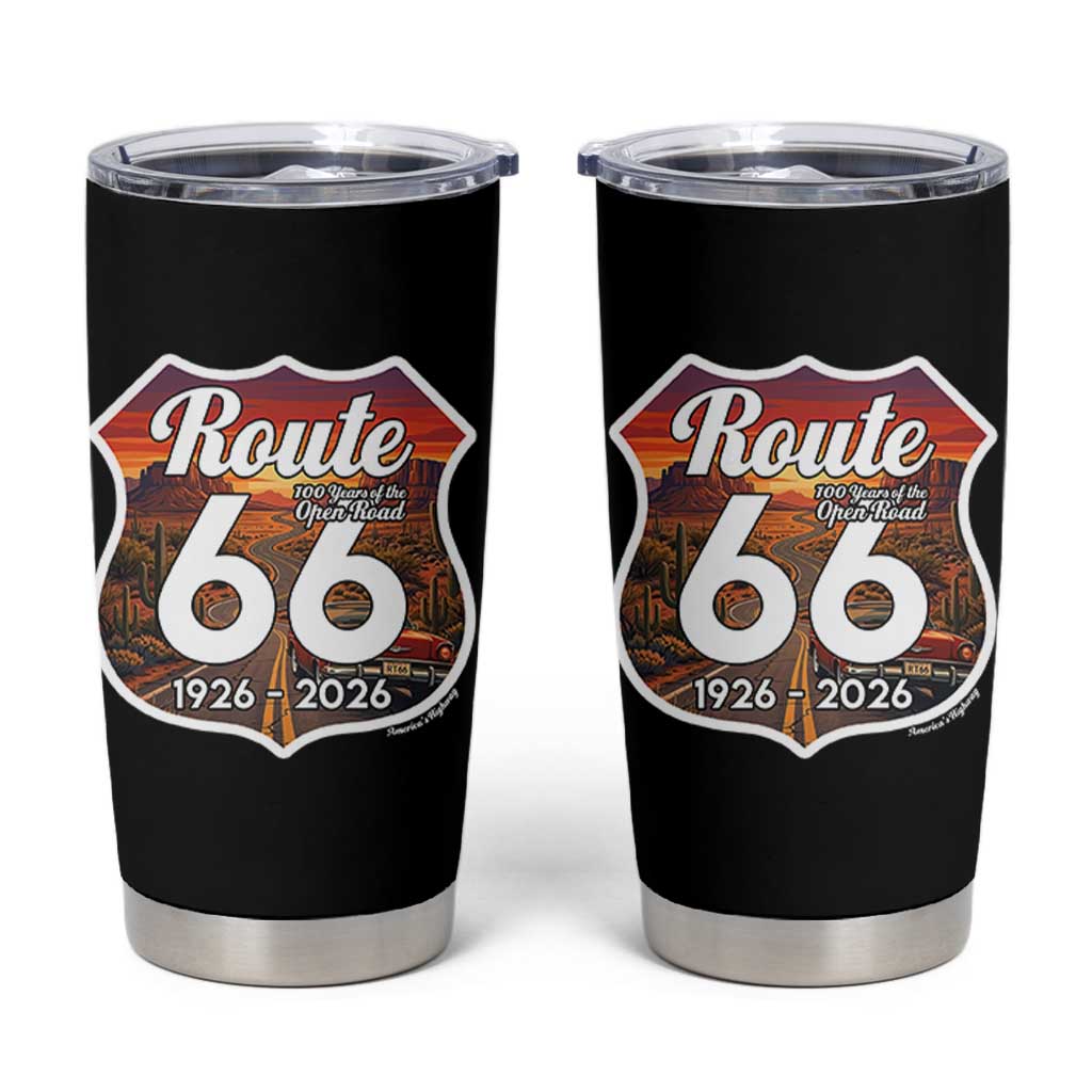 Route Highway 66 Centennial Tumbler Cup Vintage Distressed Americas Highway