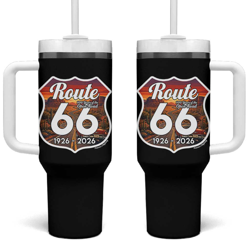 Route Highway 66 Centennial Tumbler With Handle Vintage Distressed Americas Highway
