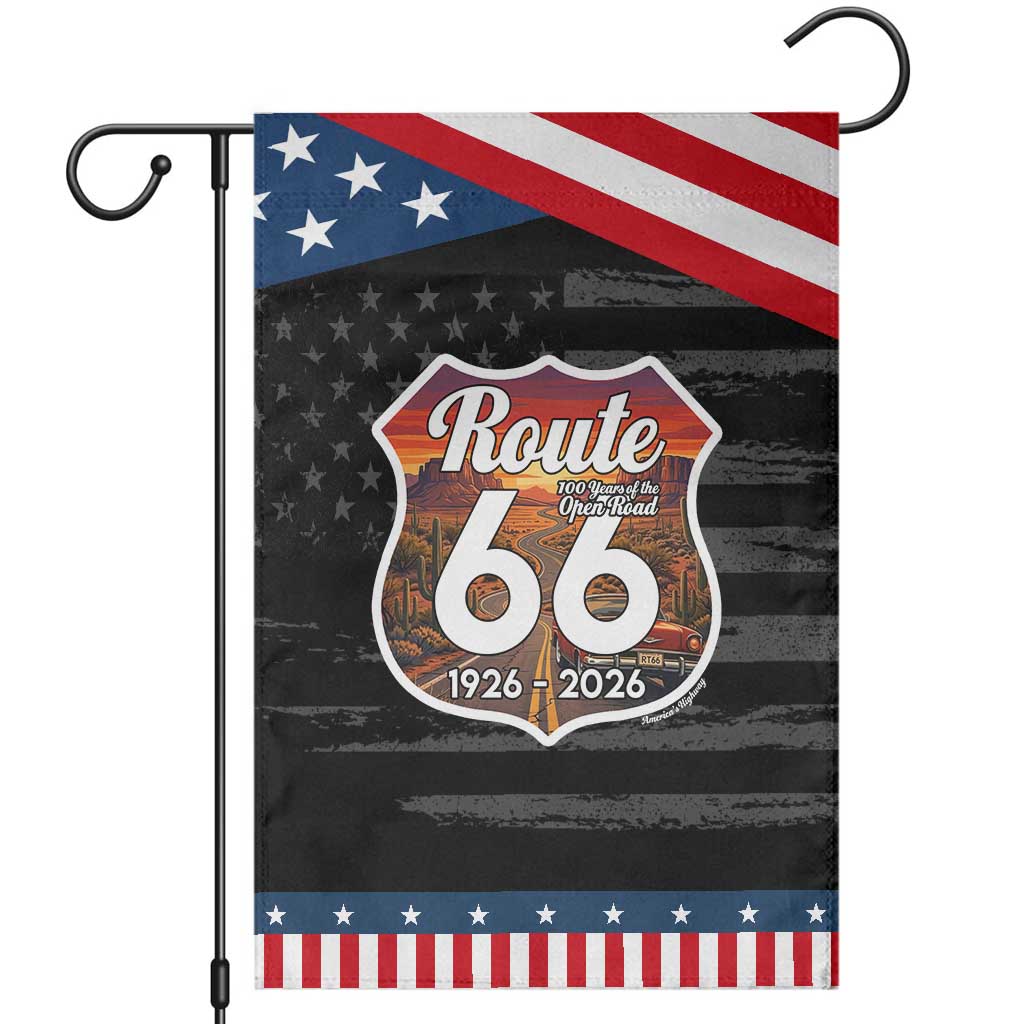 Route Highway 66 Centennial Garden Flag Vintage Distressed Americas Highway