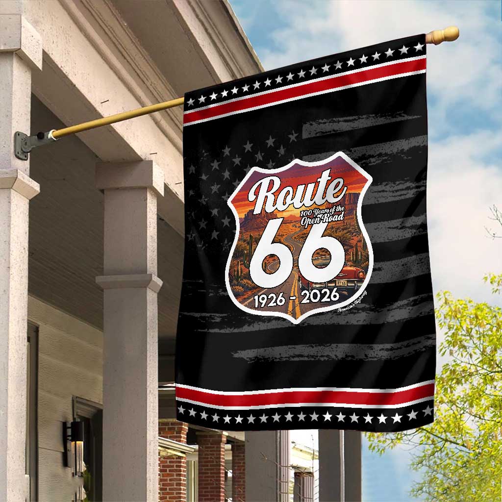 Route Highway 66 Centennial Garden Flag Vintage Distressed Americas Highway