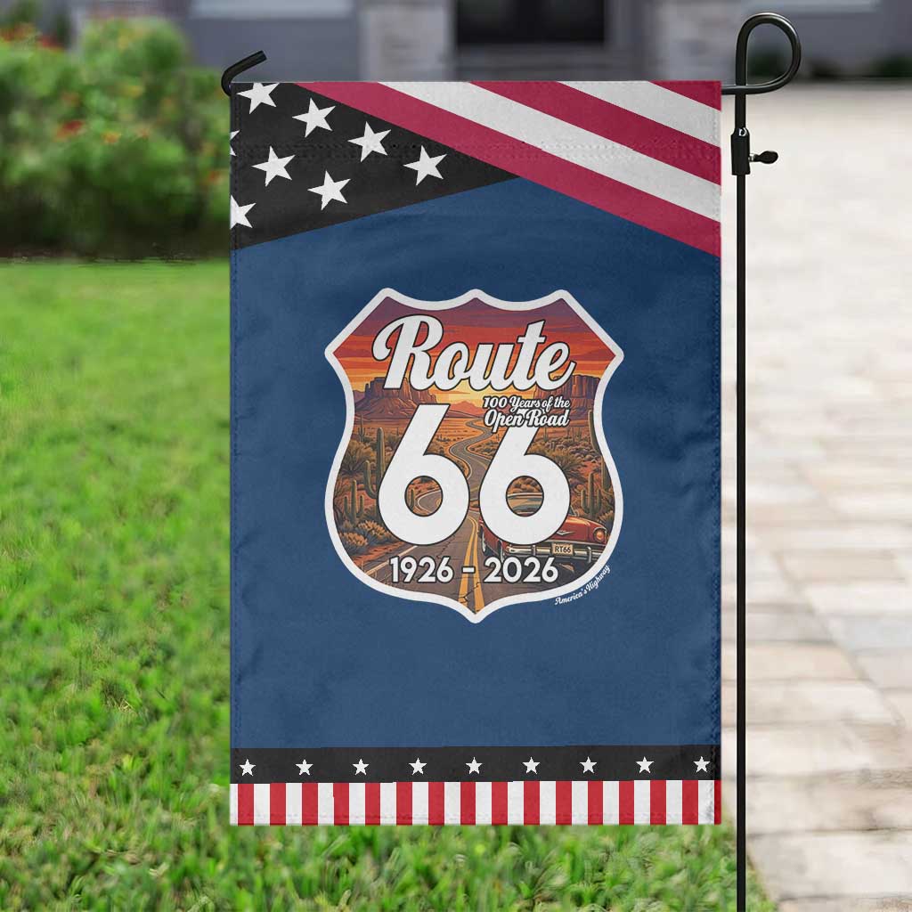 Route Highway 66 Centennial Garden Flag Vintage Distressed Americas Highway