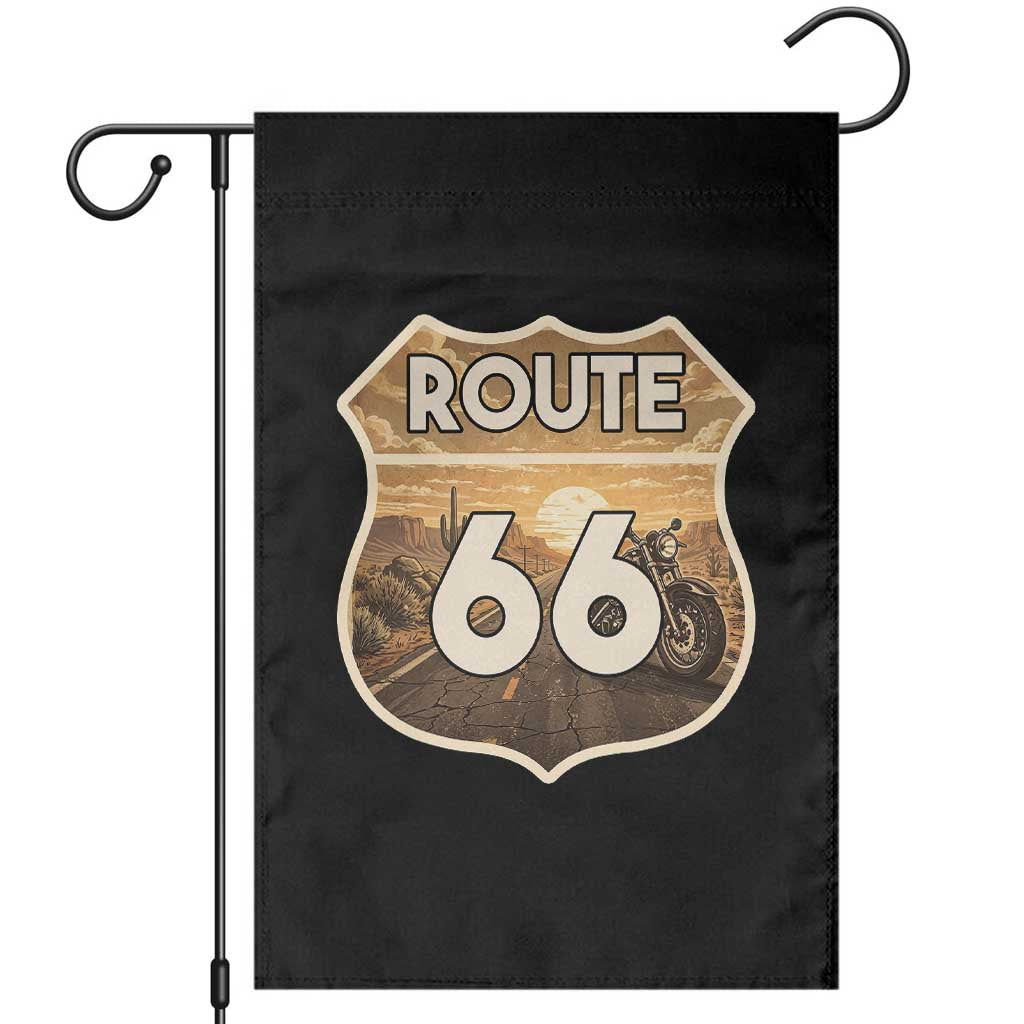 Vintage Motorcycle Road Trip Route Highway 66 Garden Flag Open Road Adventure