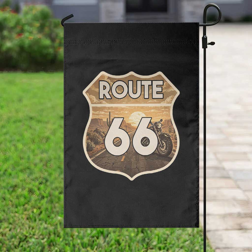 Vintage Motorcycle Road Trip Route Highway 66 Garden Flag Open Road Adventure