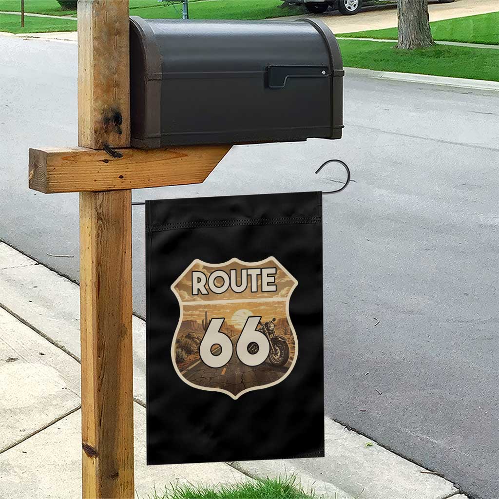 Vintage Motorcycle Road Trip Route Highway 66 Garden Flag Open Road Adventure