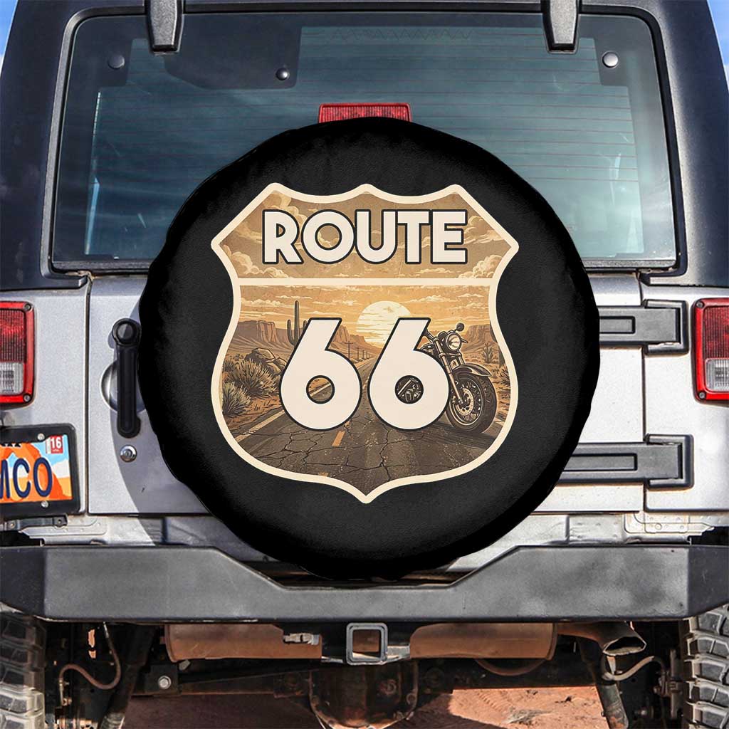 Vintage Motorcycle Road Trip Route Highway 66 Spare Tire Cover Open Road Adventure
