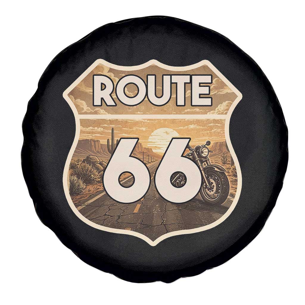 Vintage Motorcycle Road Trip Route Highway 66 Spare Tire Cover Open Road Adventure