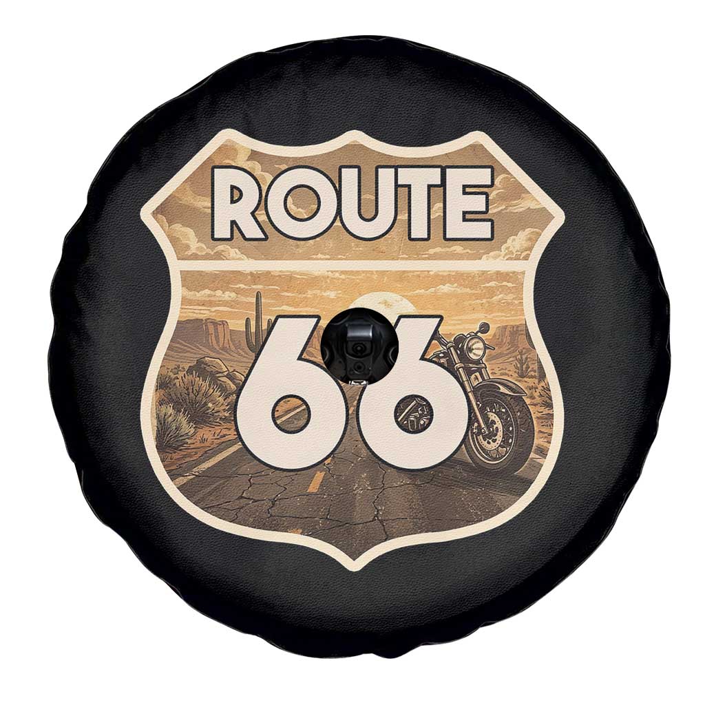 Vintage Motorcycle Road Trip Route Highway 66 Spare Tire Cover Open Road Adventure