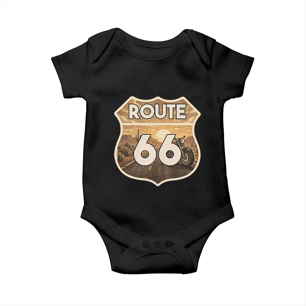 Vintage Motorcycle Road Trip Route Highway 66 Baby Onesie Open Road Adventure