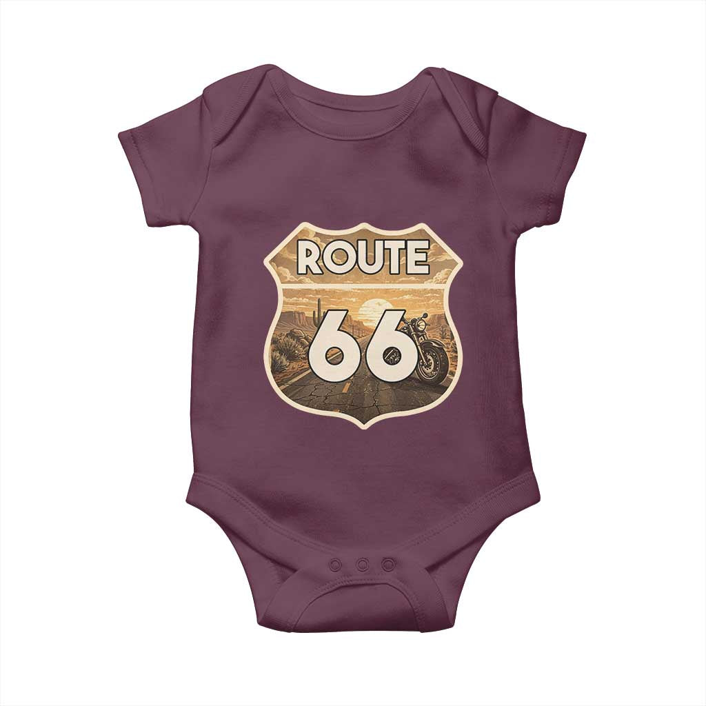 Vintage Motorcycle Road Trip Route Highway 66 Baby Onesie Open Road Adventure