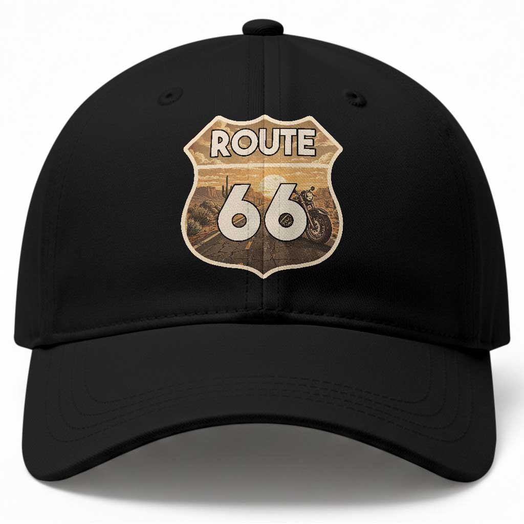 Vintage Motorcycle Road Trip Route Highway 66 Baseball Cap Open Road Adventure