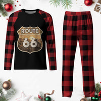 Vintage Motorcycle Road Trip Route Highway 66 Plaid Pajama Set Open Road Adventure