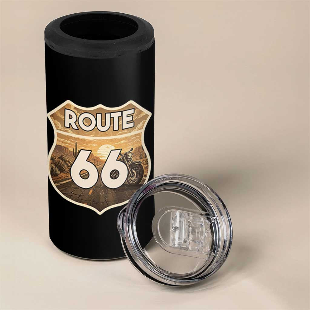 Vintage Motorcycle Road Trip Route Highway 66 4 in 1 Can Cooler Tumbler Open Road Adventure