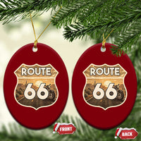 Vintage Motorcycle Road Trip Route Highway 66 Ceramic Ornament Open Road Adventure