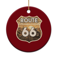 Vintage Motorcycle Road Trip Route Highway 66 Ceramic Ornament Open Road Adventure