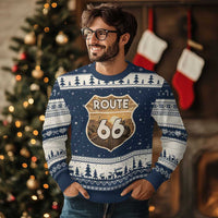 Vintage Motorcycle Road Trip Route Highway 66 Ugly Christmas Sweater Open Road Adventure