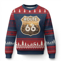Vintage Motorcycle Road Trip Route Highway 66 Ugly Christmas Sweater Open Road Adventure