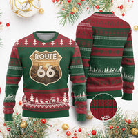 Vintage Motorcycle Road Trip Route Highway 66 Ugly Christmas Sweater Open Road Adventure