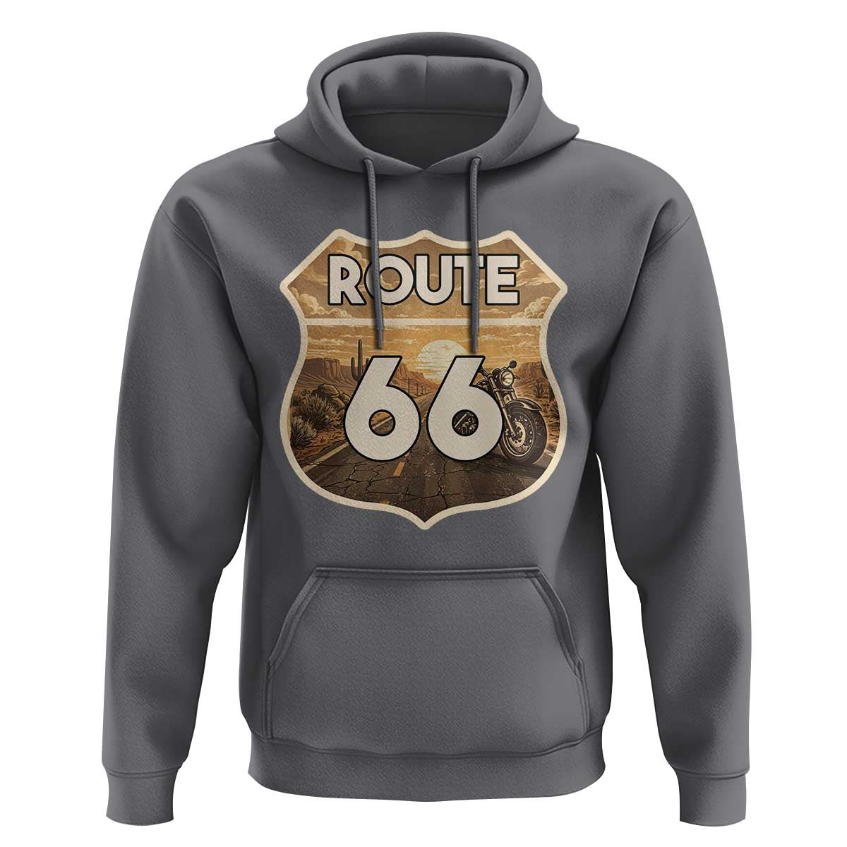 Vintage Motorcycle Road Trip Route Highway 66 Hoodie Open Road Adventure