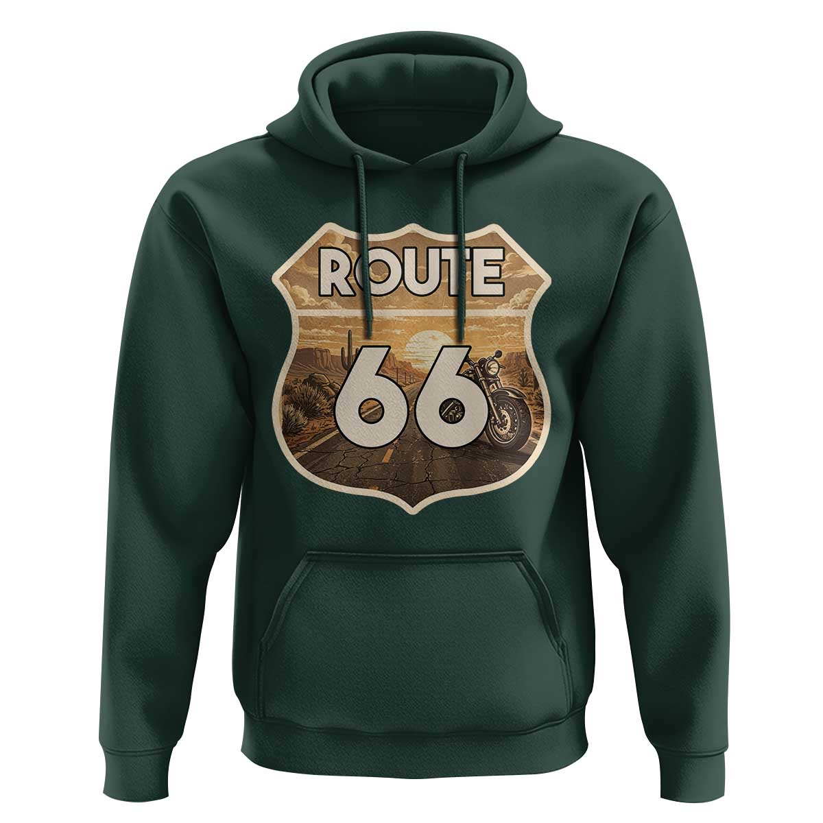 Vintage Motorcycle Road Trip Route Highway 66 Hoodie Open Road Adventure