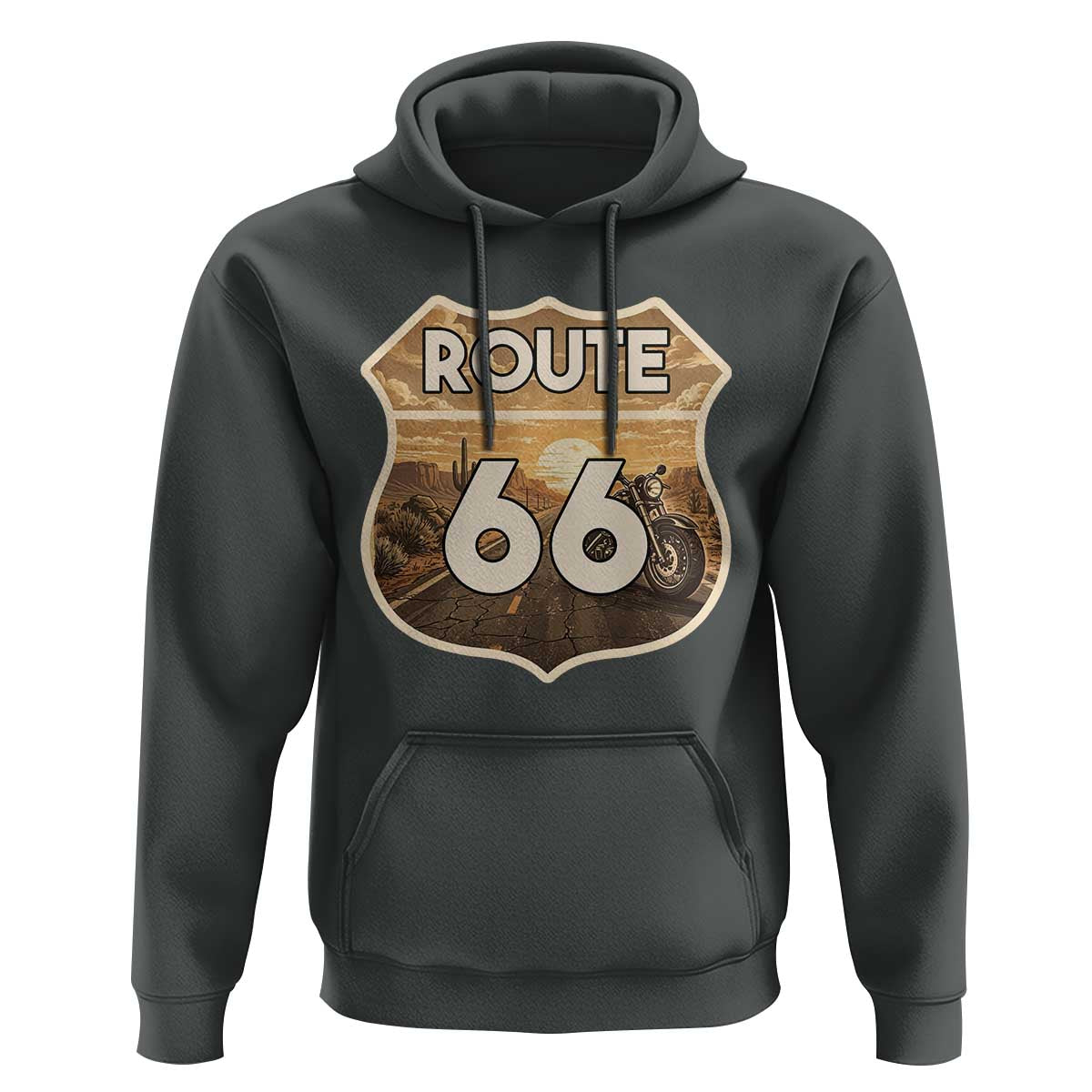 Vintage Motorcycle Road Trip Route Highway 66 Hoodie Open Road Adventure