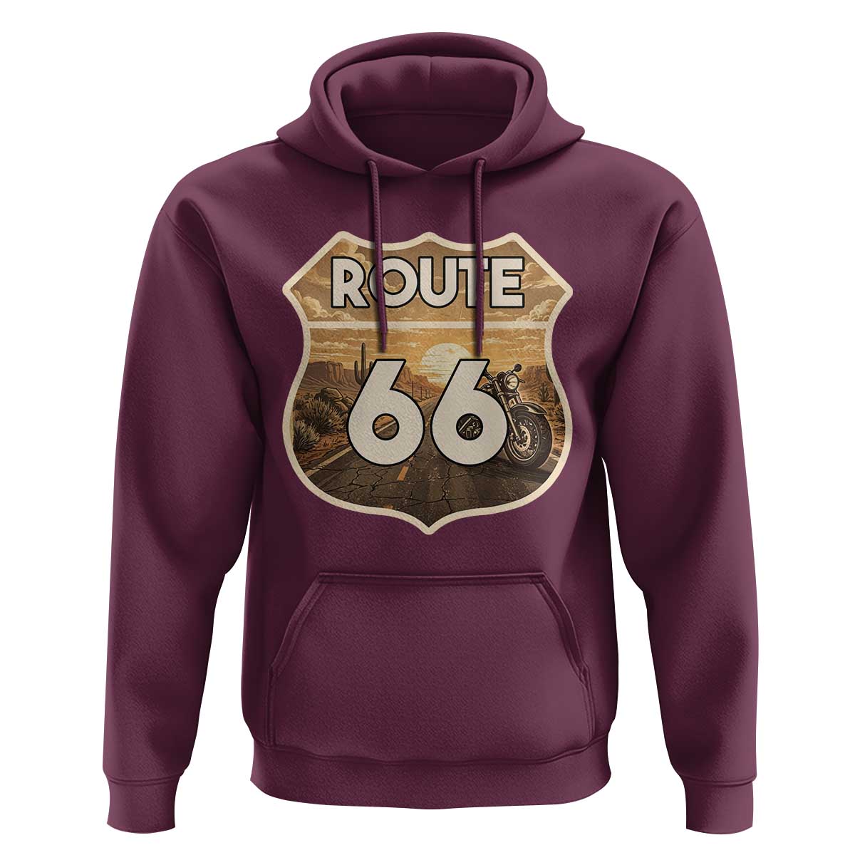 Vintage Motorcycle Road Trip Route Highway 66 Hoodie Open Road Adventure