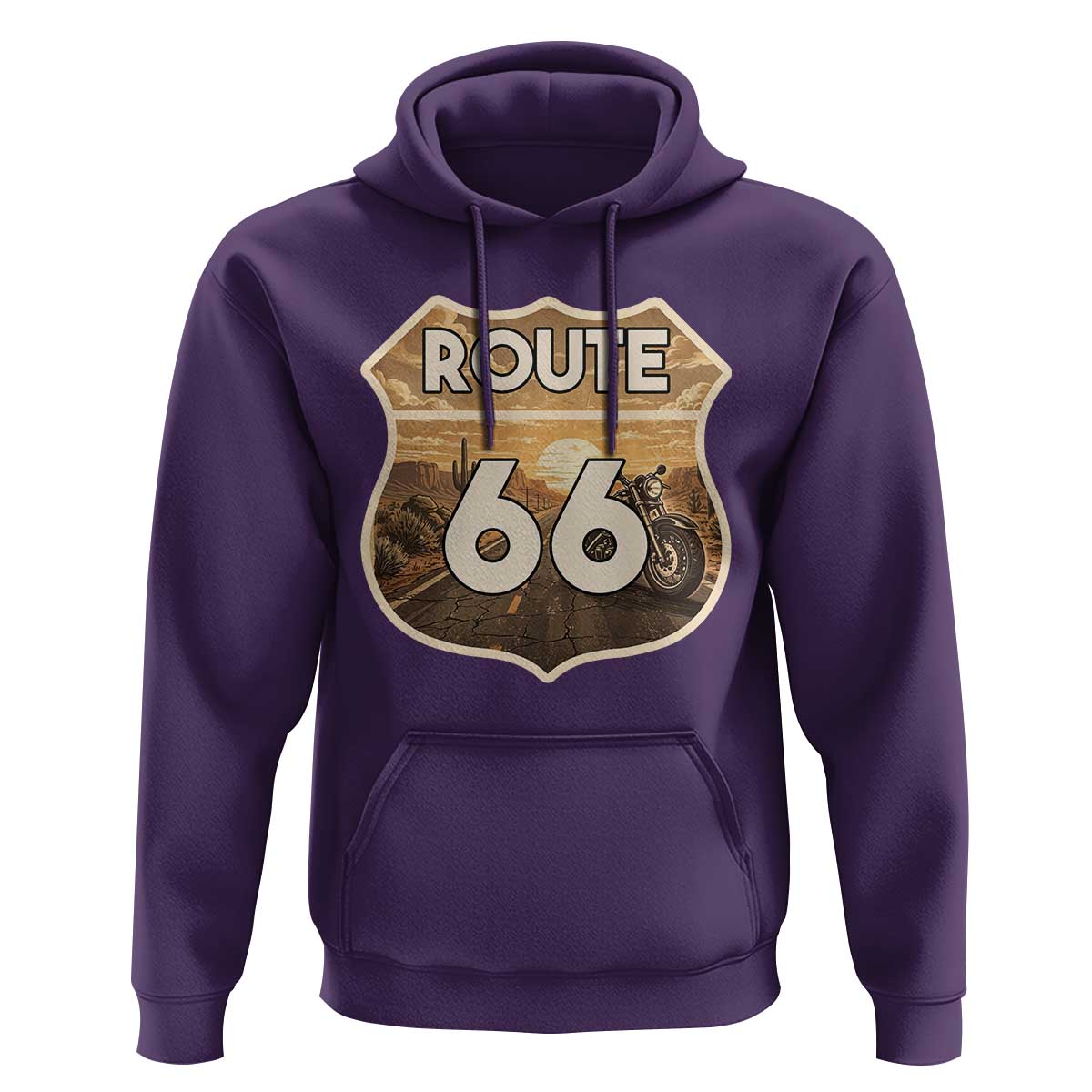 Vintage Motorcycle Road Trip Route Highway 66 Hoodie Open Road Adventure