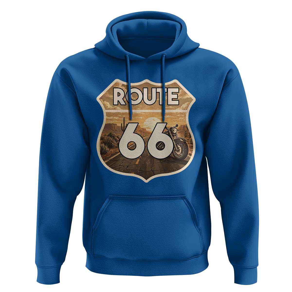 Vintage Motorcycle Road Trip Route Highway 66 Hoodie Open Road Adventure