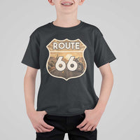 Vintage Motorcycle Road Trip Route Highway 66 T Shirt For Kid Open Road Adventure