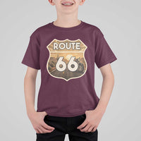 Vintage Motorcycle Road Trip Route Highway 66 T Shirt For Kid Open Road Adventure