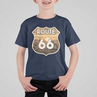 Vintage Motorcycle Road Trip Route Highway 66 T Shirt For Kid Open Road Adventure