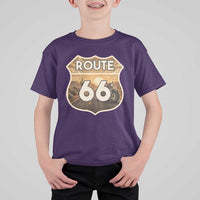 Vintage Motorcycle Road Trip Route Highway 66 T Shirt For Kid Open Road Adventure