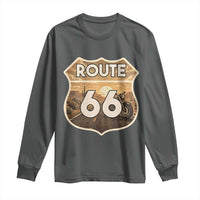 Vintage Motorcycle Road Trip Route Highway 66 Long Sleeve Shirt Open Road Adventure