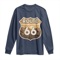 Vintage Motorcycle Road Trip Route Highway 66 Long Sleeve Shirt Open Road Adventure