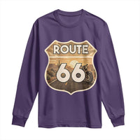 Vintage Motorcycle Road Trip Route Highway 66 Long Sleeve Shirt Open Road Adventure