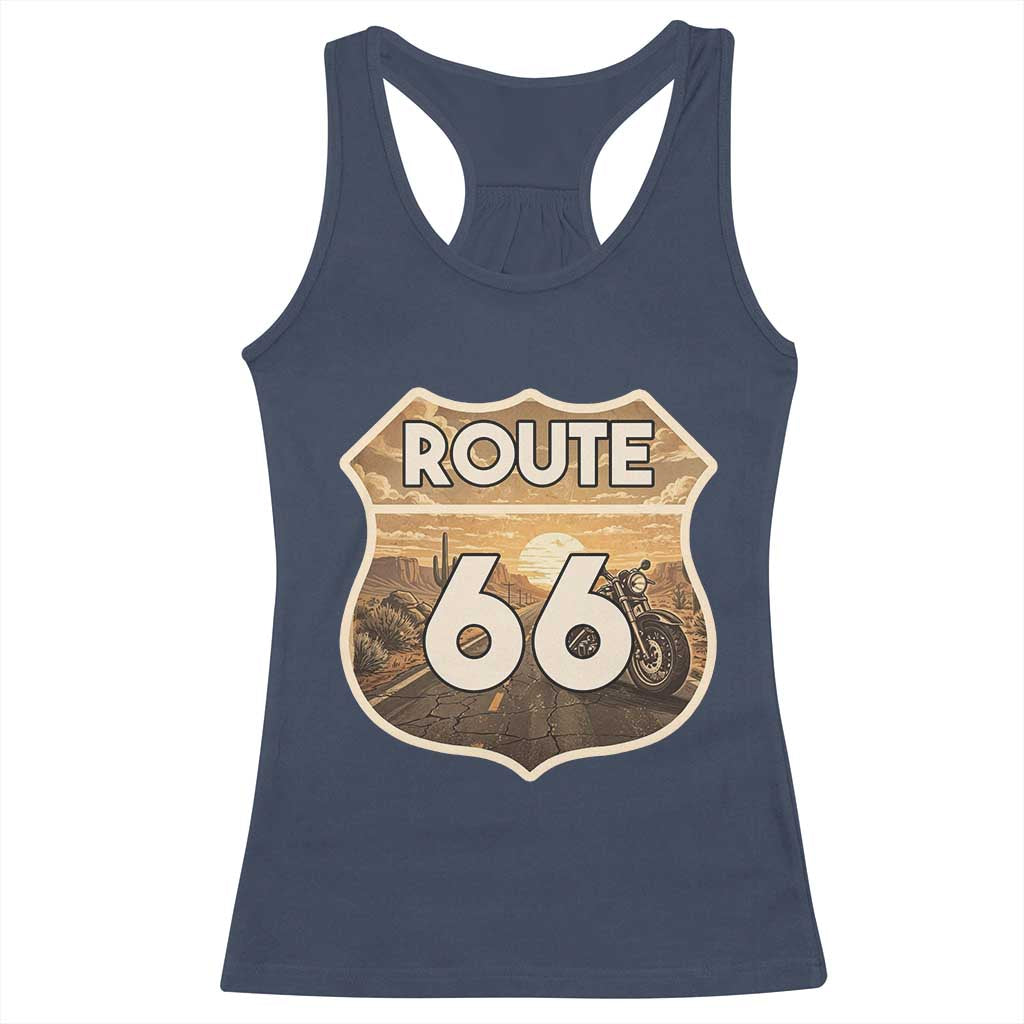 Vintage Motorcycle Road Trip Route Highway 66 Racerback Tank Top Open Road Adventure