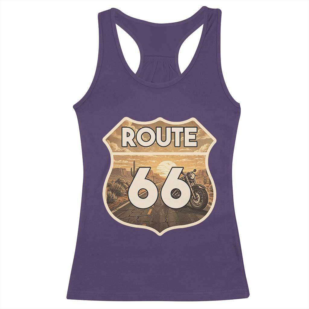Vintage Motorcycle Road Trip Route Highway 66 Racerback Tank Top Open Road Adventure