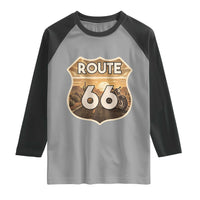 Vintage Motorcycle Road Trip Route Highway 66 Raglan Shirt Open Road Adventure